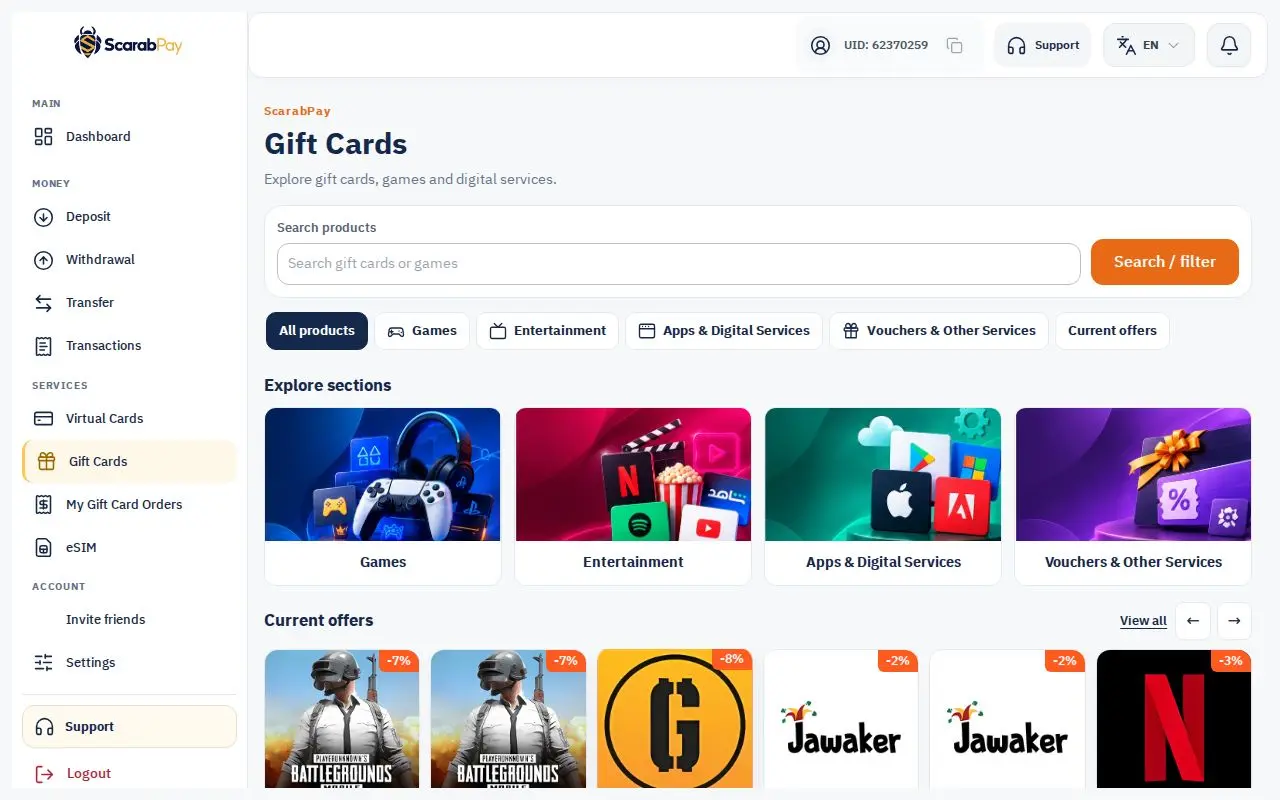 Negozio di gift card